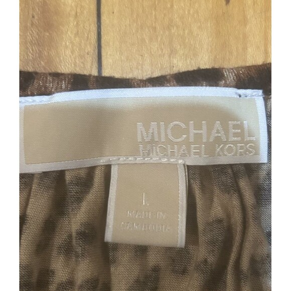 Michael Michael Kors Top Blouse Womens Size L Animal Print Bubble Hem Mob Wife - Picture 3 of 11